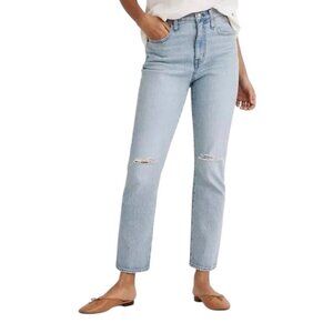 MADEWELL The High-Rise Slim Crop Boyjean in Dumas Wash: Ripped Edition - Size 26
